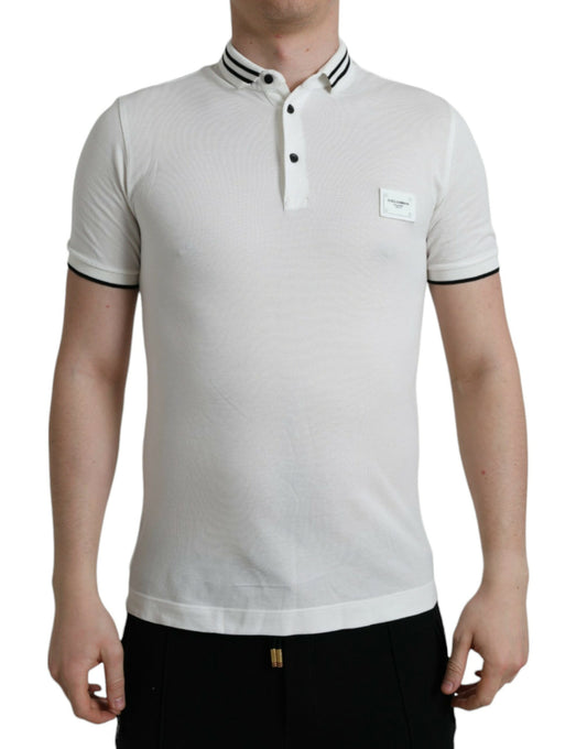 Dolce & Gabbana Elegant White Cotton Polo T-Shirt