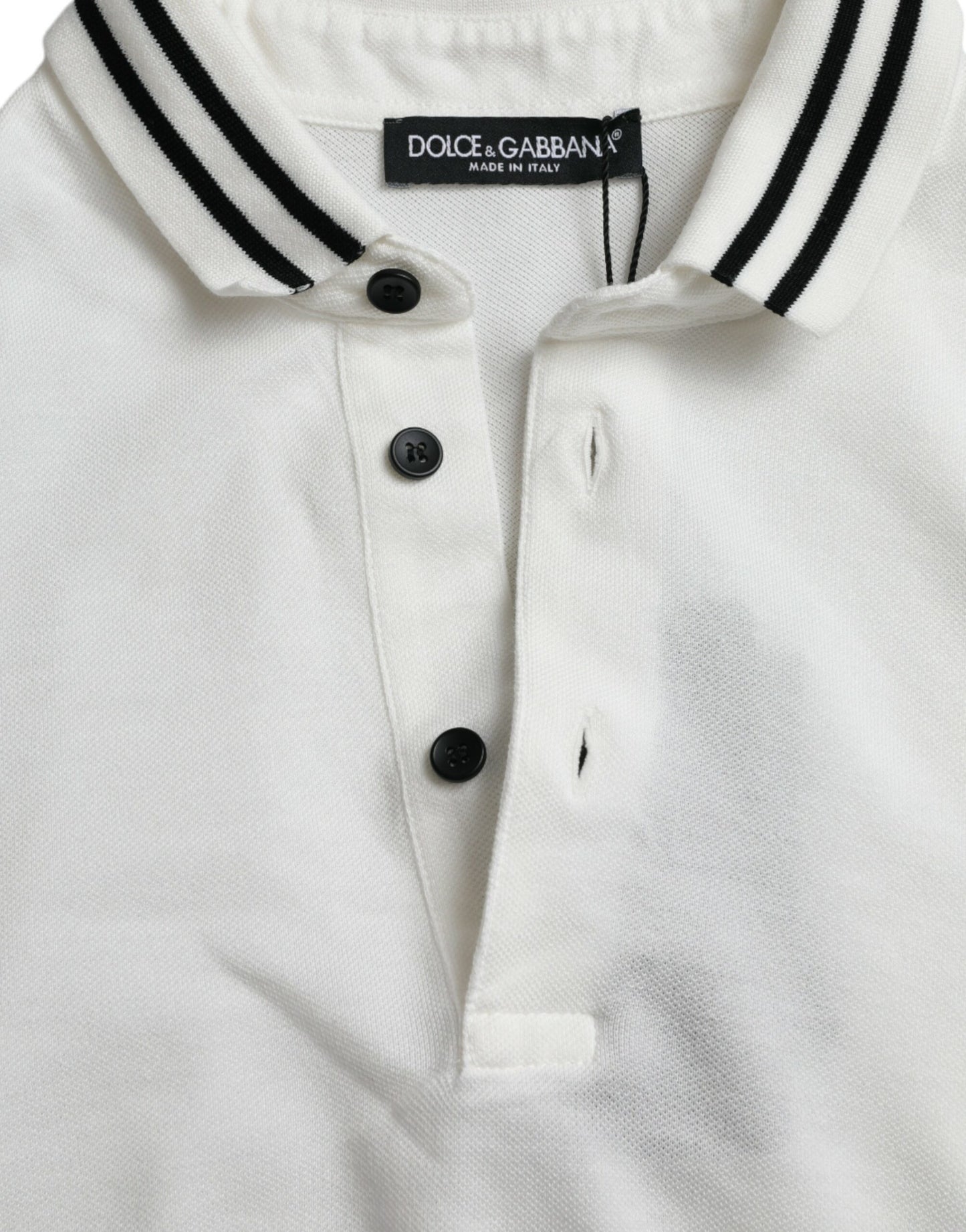 Dolce & Gabbana Elegant White Cotton Polo T-Shirt