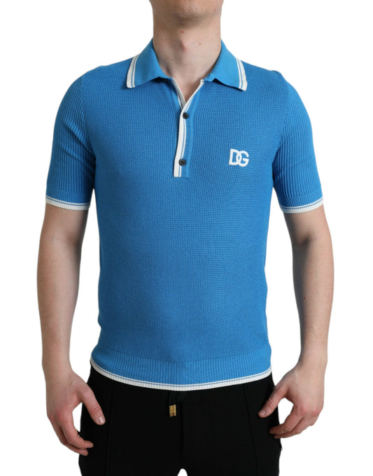 Dolce & Gabbana Elegant Blue Cotton Blend Polo T-shirt