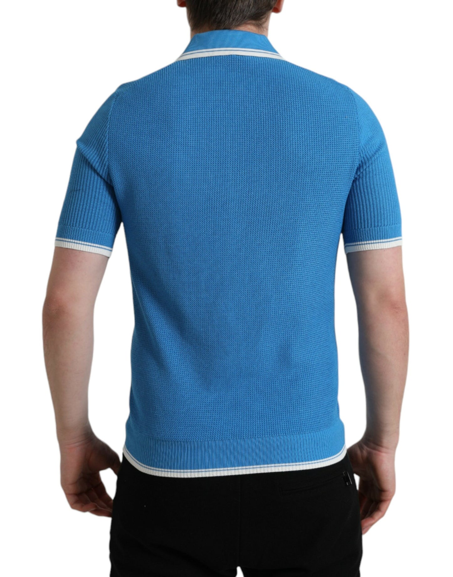 Dolce & Gabbana Elegant Blue Cotton Blend Polo T-shirt