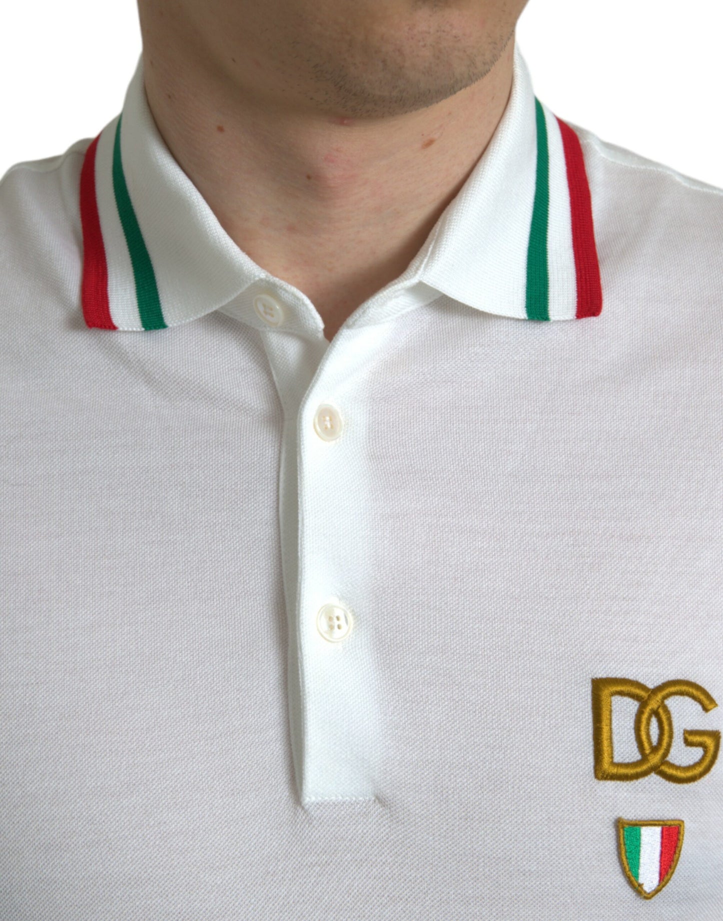 Dolce & Gabbana Elegant White Cotton Polo with Logo Detail