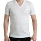 Dolce & Gabbana Chic White V-Neck Logo Tee