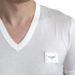 Dolce & Gabbana Chic White V-Neck Logo Tee