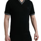 Dolce & Gabbana Elegant Black V-Neck Polo Tee