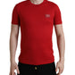 Dolce & Gabbana Stunning Crew Neck Logo Tee in Red