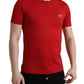 Dolce & Gabbana Stunning Crew Neck Logo Tee in Red