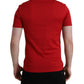 Dolce & Gabbana Stunning Crew Neck Logo Tee in Red