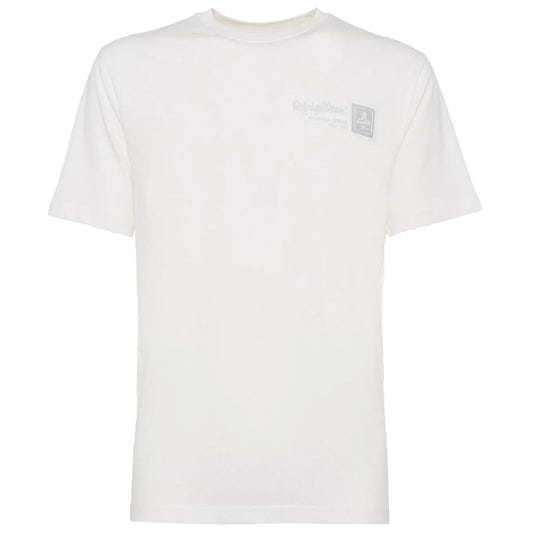 Refrigiwear Classic White Cotton Crew-Neck Tee with Logo Detail