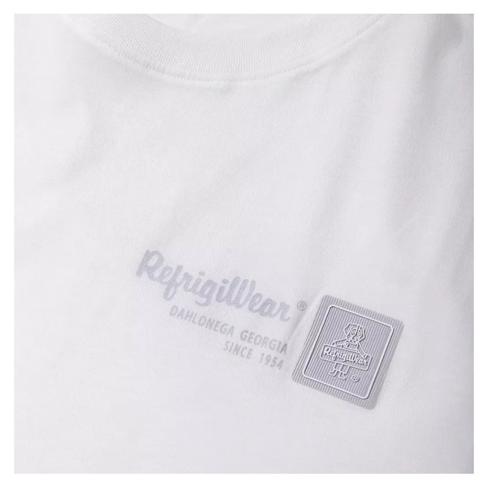 Refrigiwear Classic White Cotton Crew-Neck Tee with Logo Detail