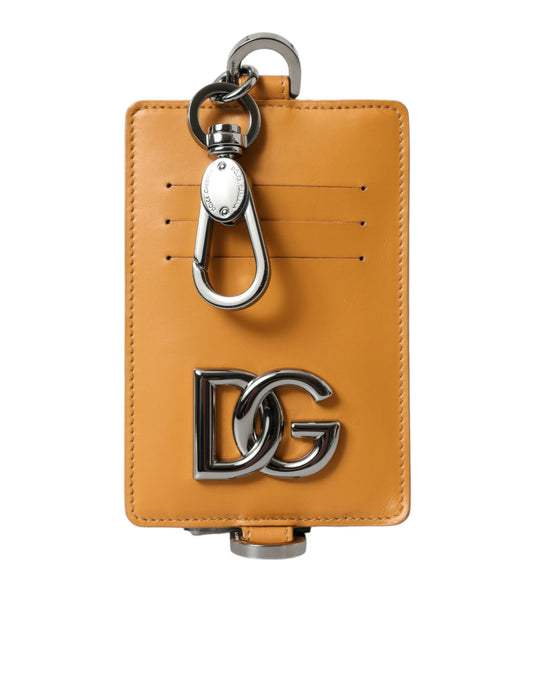 Dolce & Gabbana Elegant Orange Calf Leather Card Holder