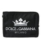 Dolce & Gabbana Elegant Black Nylon Clutch with Crown Print