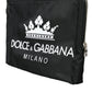 Dolce & Gabbana Elegant Black Nylon Clutch with Crown Print