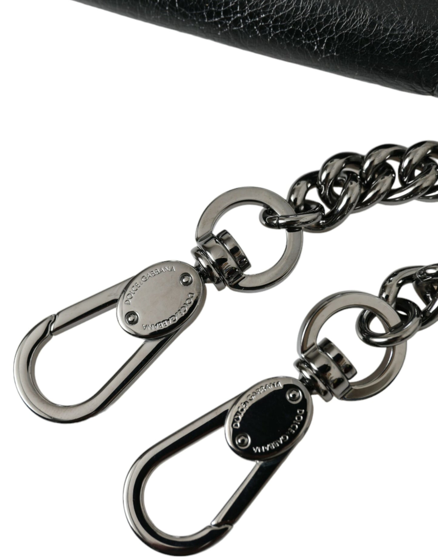 Dolce & Gabbana Sleek Lamb Leather Card Holder with Chain Strap