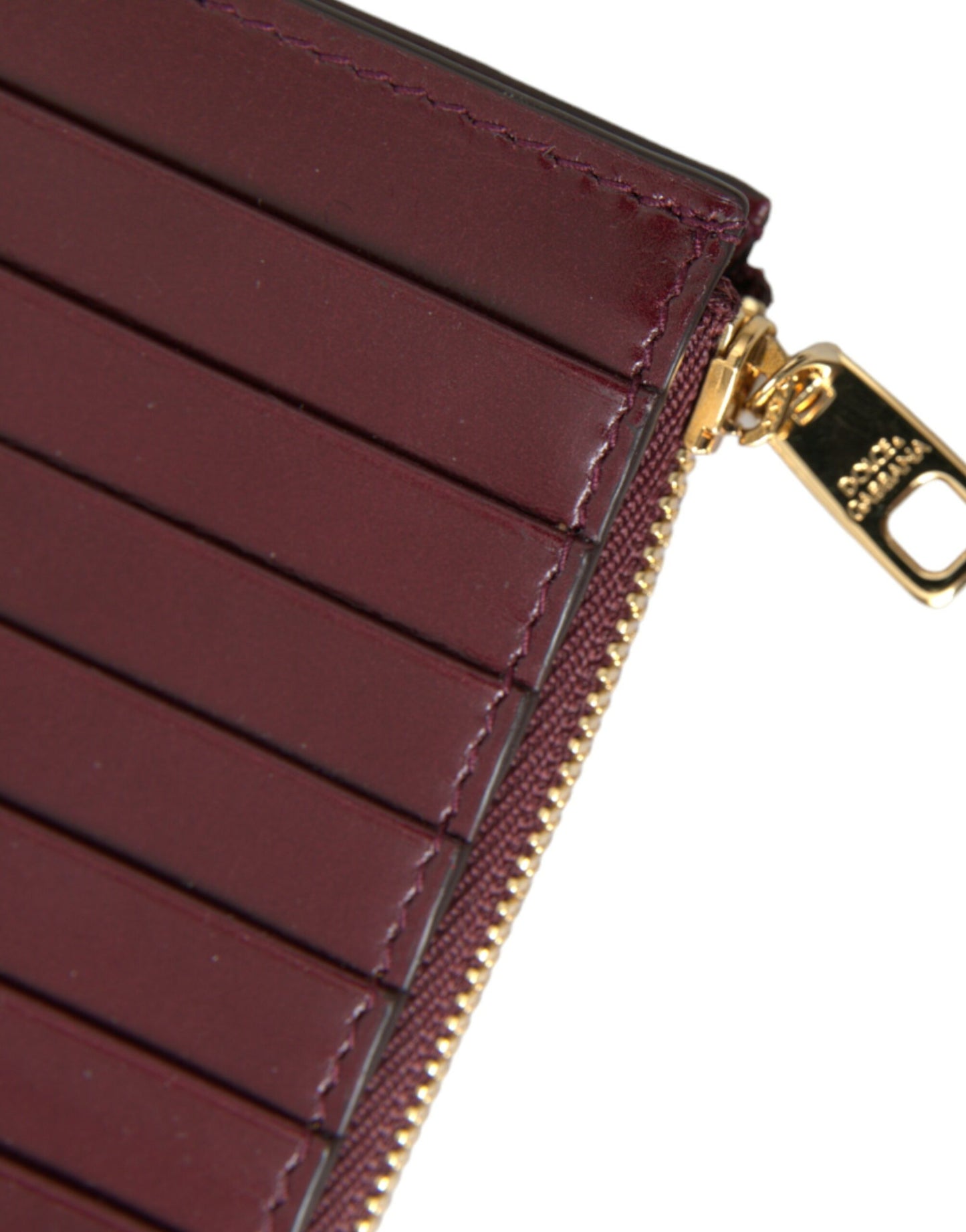 Dolce & Gabbana Maroon Leather Card Holder Wallet