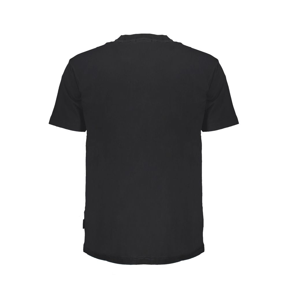 Napapijri Sleek Black Cotton Crew Neck Tee with Pocket