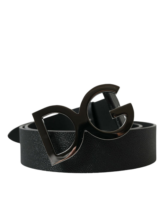 Dolce & Gabbana Elegant Black Leather Belt with Metal Buckle