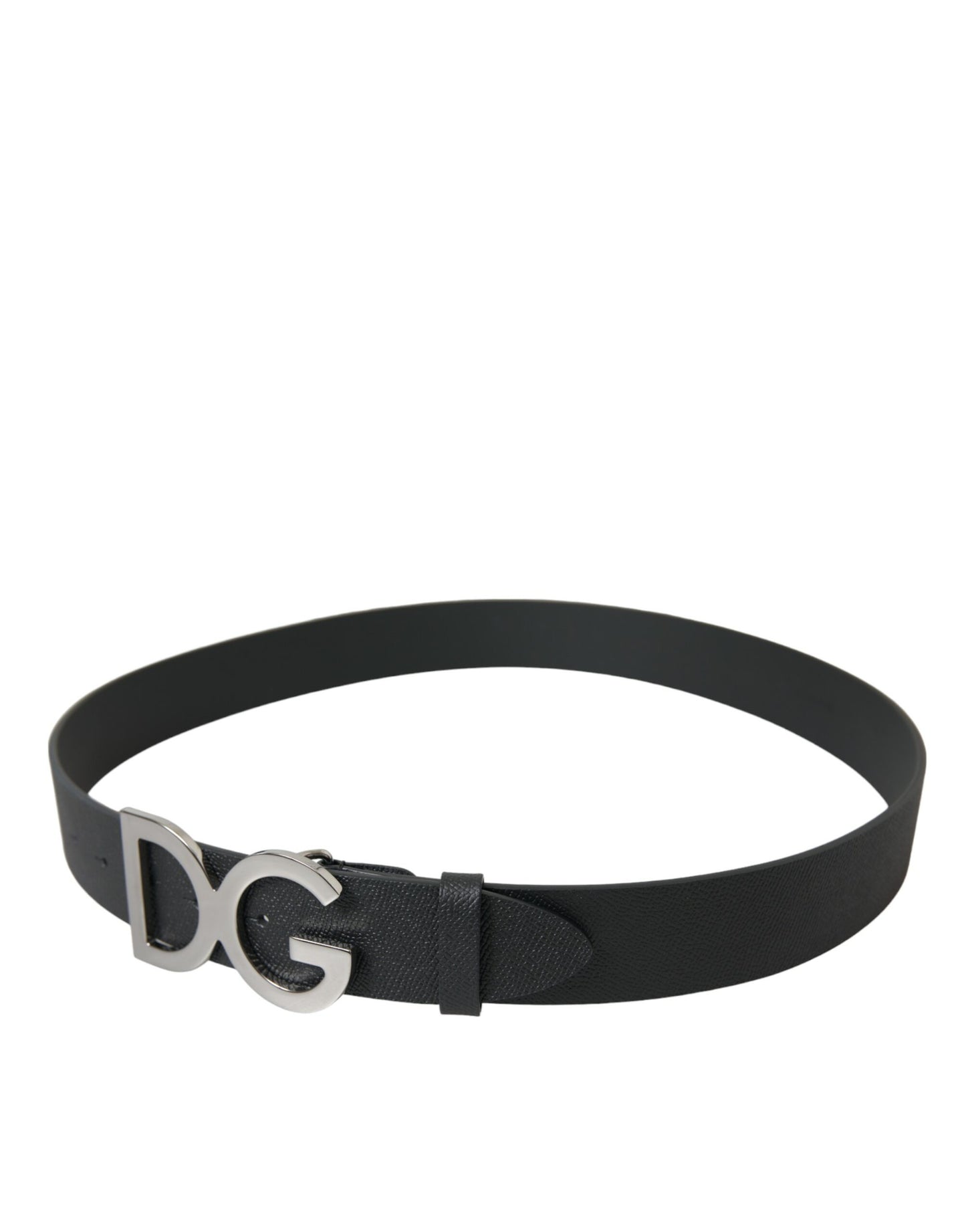 Dolce & Gabbana Elegant Black Leather Belt with Metal Buckle