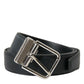 Dolce & Gabbana Sleek Black Calf Leather Belt with Metal Buckle