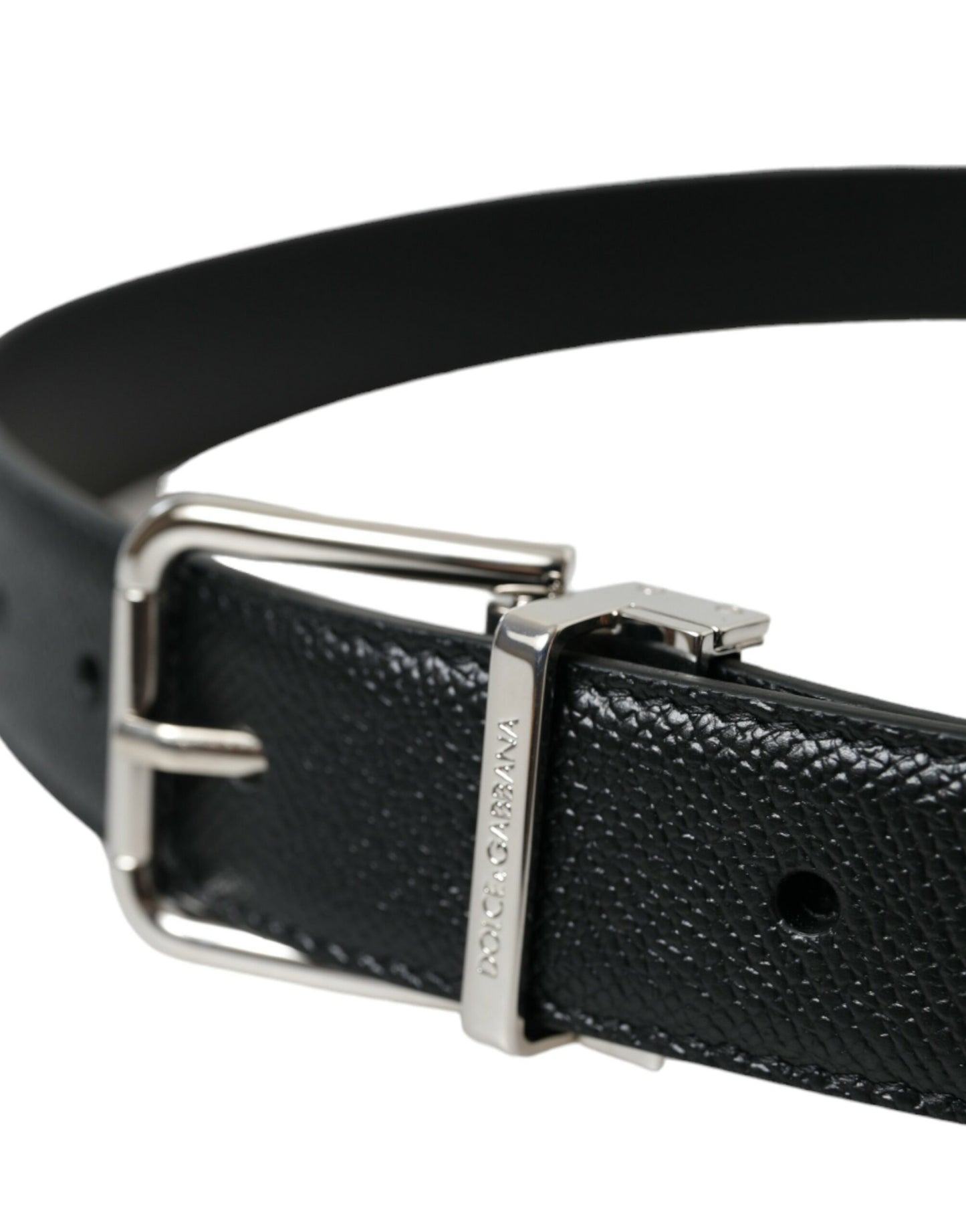 Dolce & Gabbana Sleek Black Calf Leather Belt with Metal Buckle