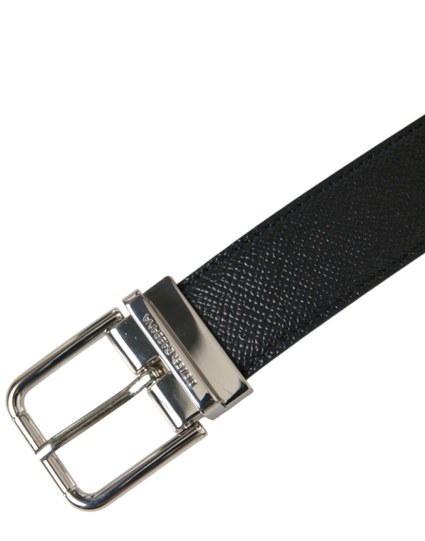 Dolce & Gabbana Sleek Black Calf Leather Belt with Metal Buckle