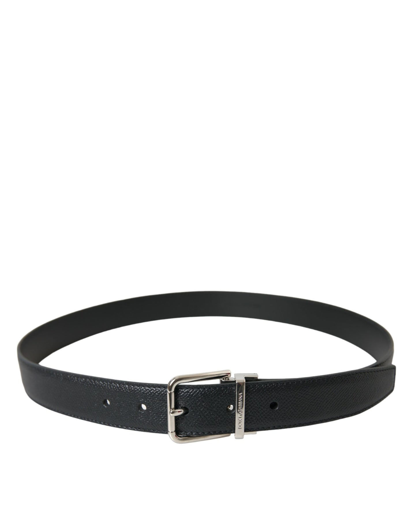 Dolce & Gabbana Elegant Black Leather Belt with Metal Buckle