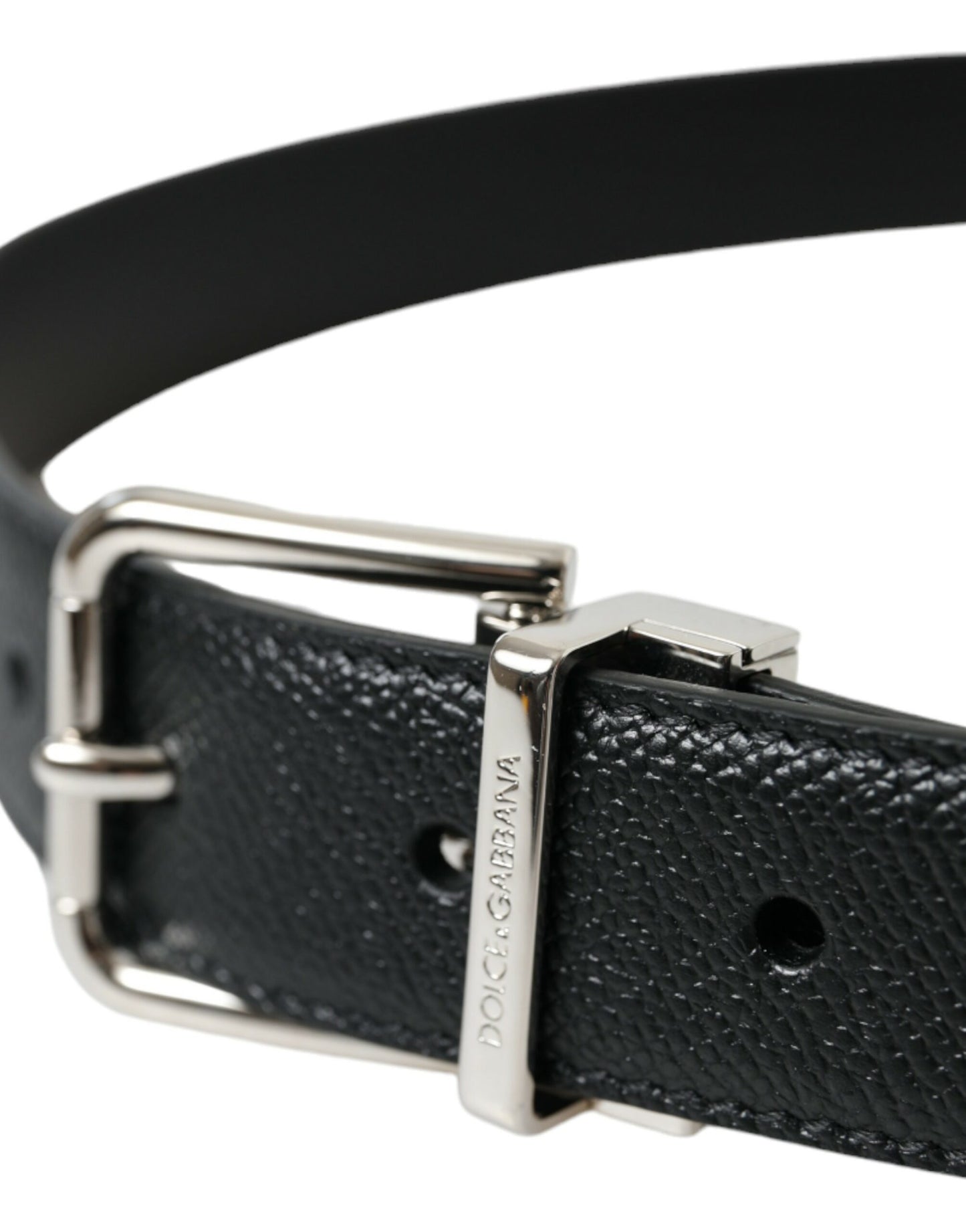 Dolce & Gabbana Elegant Black Leather Belt with Metal Buckle