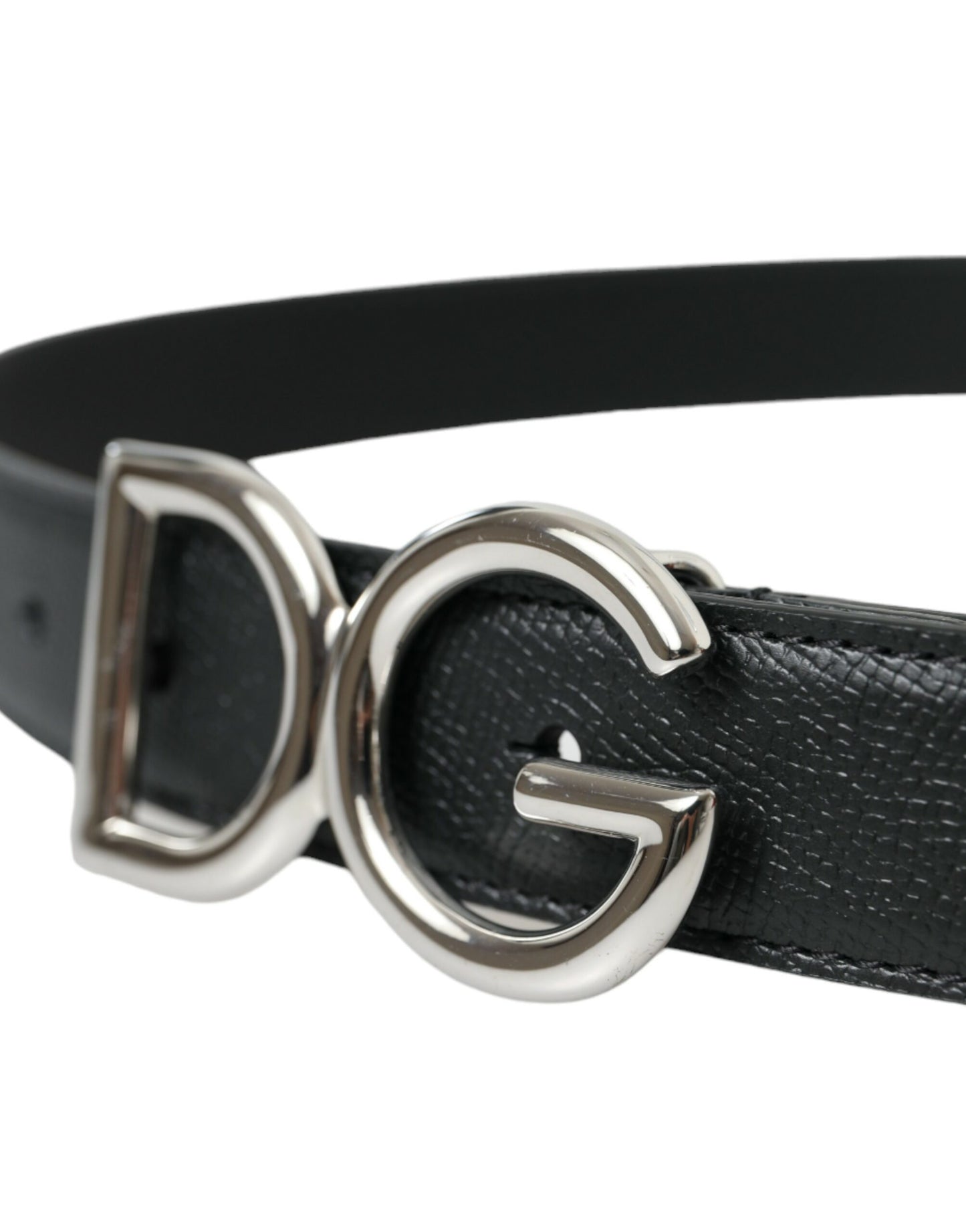 Dolce & Gabbana Elegant Black Leather Belt with Metal Buckle