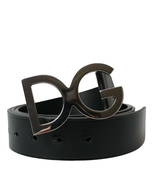 Dolce & Gabbana Elegant Black Calf Leather Belt with Metal Buckle