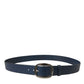 Dolce & Gabbana Elegant Blue Calf Leather Belt with Metal Buckle