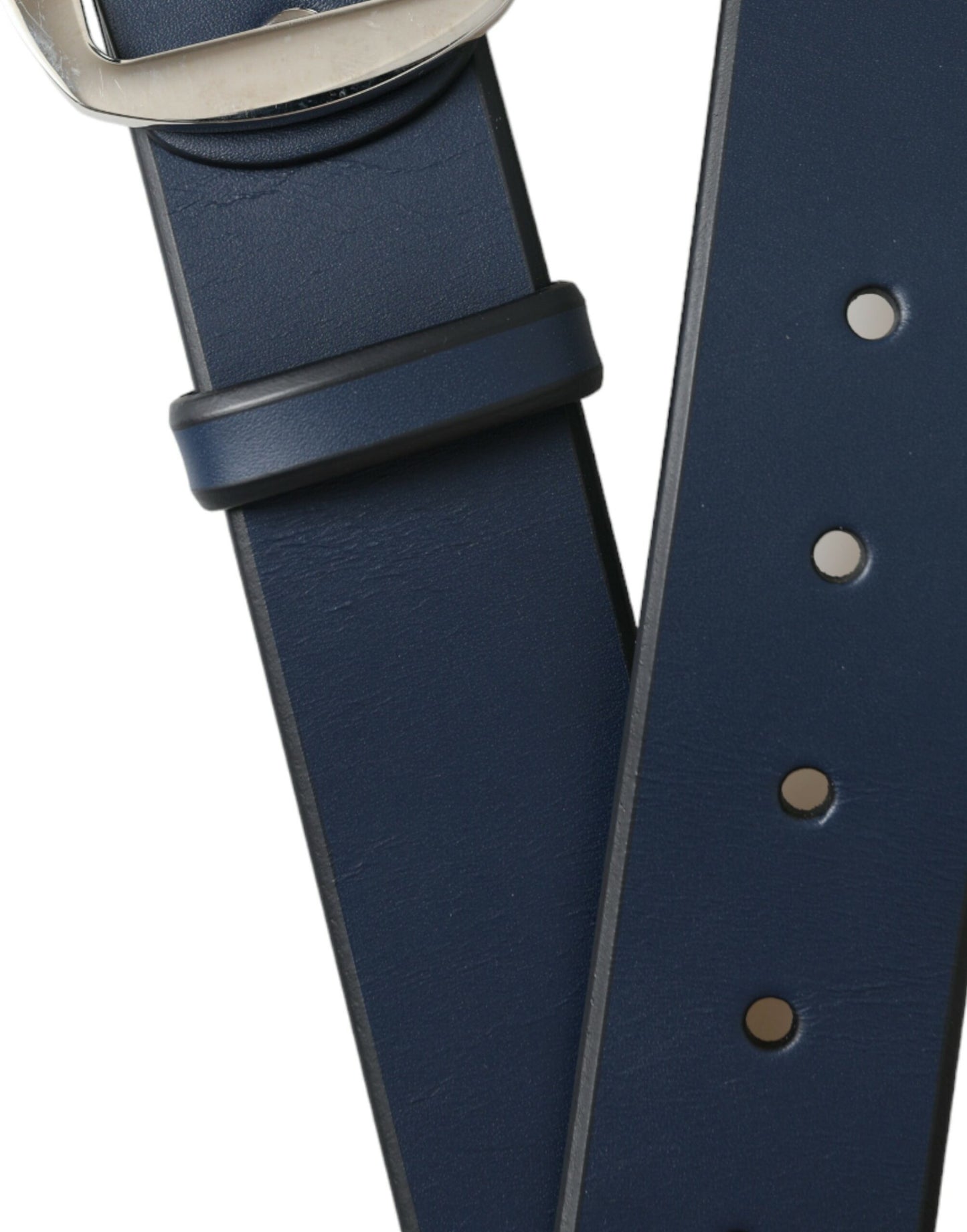 Dolce & Gabbana Elegant Blue Calf Leather Belt with Metal Buckle