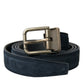 Dolce & Gabbana Elegant Blue Leather Belt with Metal Buckle