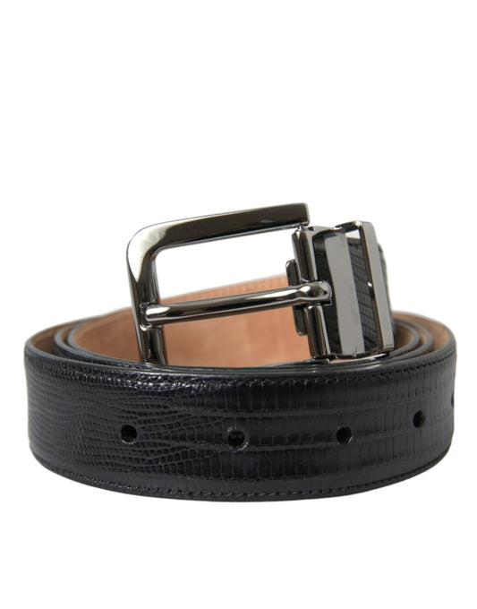 Dolce & Gabbana Chic Black Leather Belt with Metal Buckle