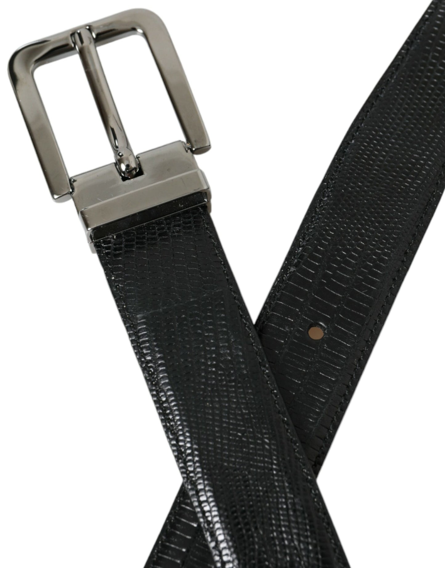 Dolce & Gabbana Chic Black Leather Belt with Metal Buckle