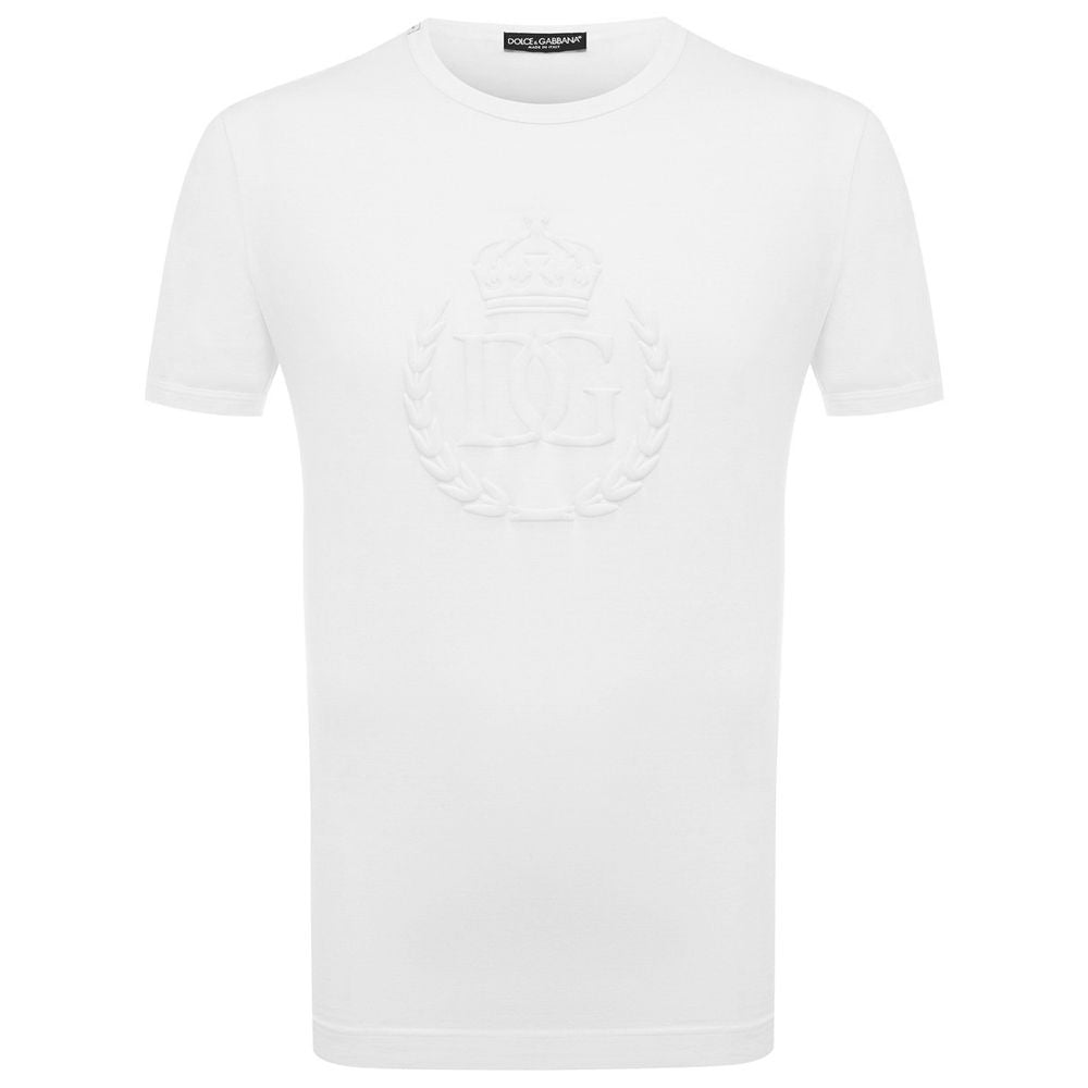 Dolce & Gabbana Embossed Logo White Cotton Tee