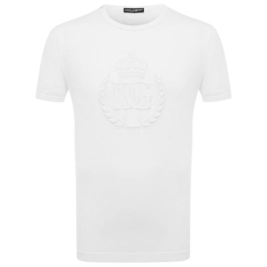 Dolce & Gabbana Embossed Logo White Cotton Tee