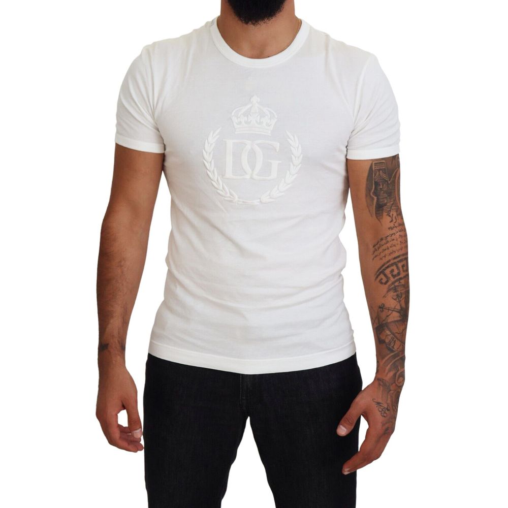 Dolce & Gabbana Embossed Logo White Cotton Tee