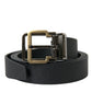 Dolce & Gabbana Elegant Black Leather Belt with Metal Buckle