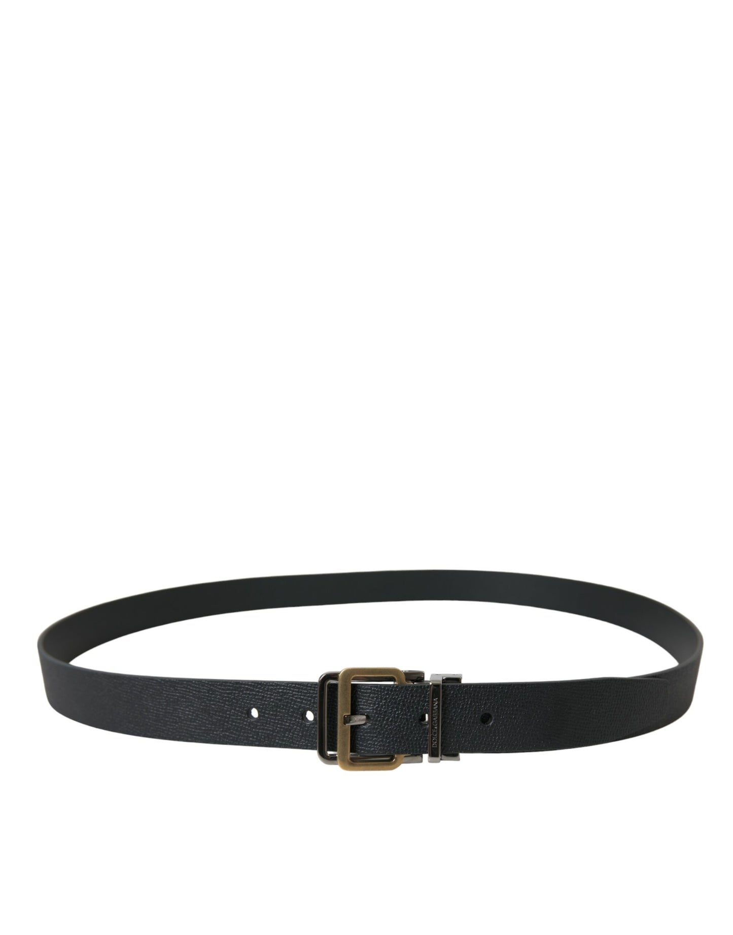 Dolce & Gabbana Elegant Black Leather Belt with Metal Buckle