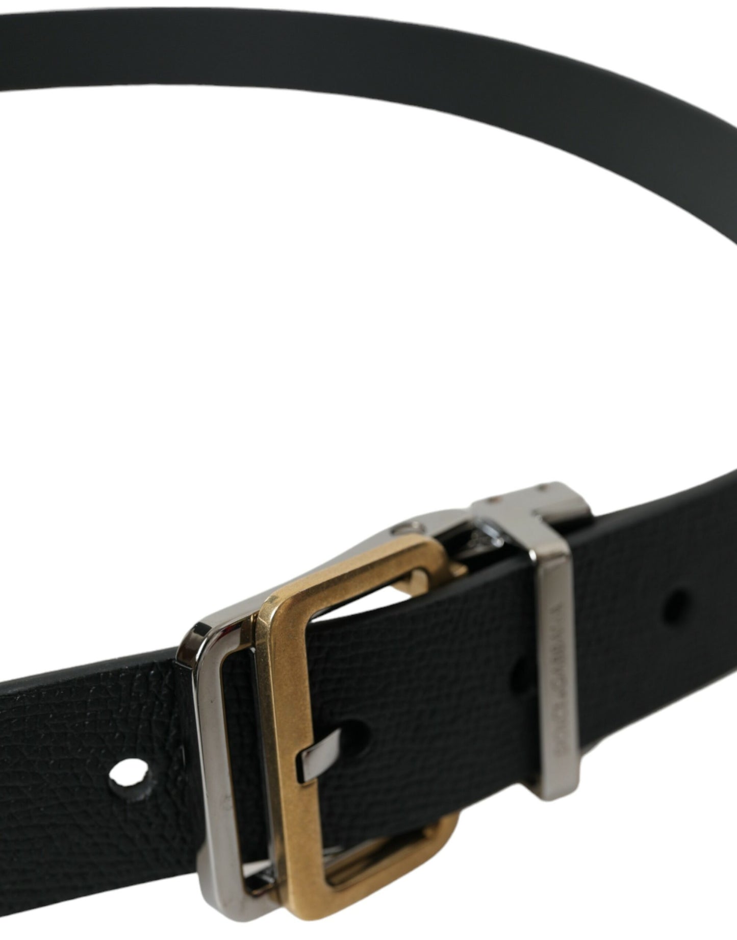 Dolce & Gabbana Elegant Black Leather Belt with Metal Buckle