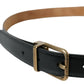 Dolce & Gabbana Elegant Black Calf Leather Belt