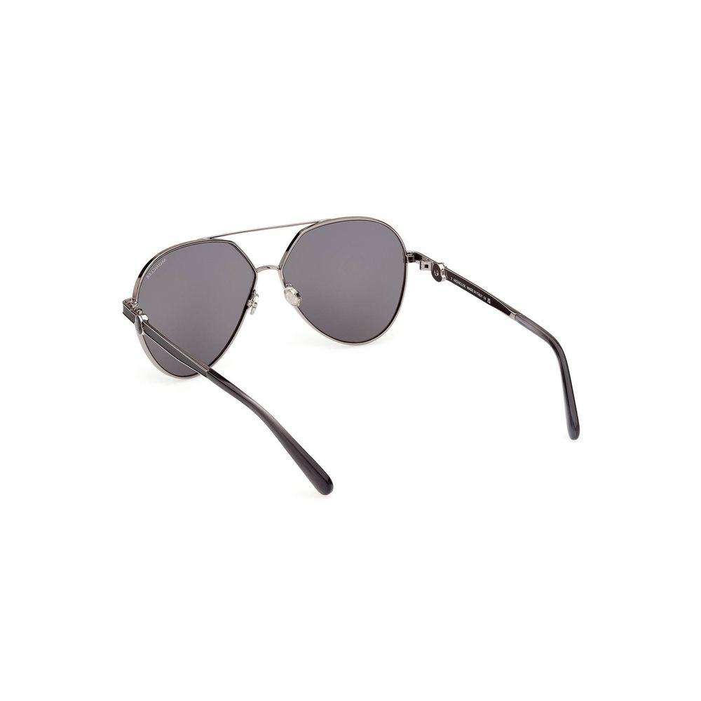 Moncler Chic Round Metal Frame Sunglasses with Smoke Lens