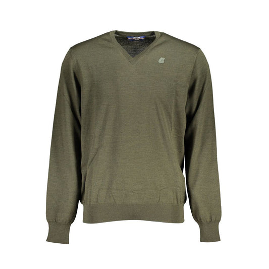 K-WAY Emerald V-Neck Wool Sweater - Timeless Elegance