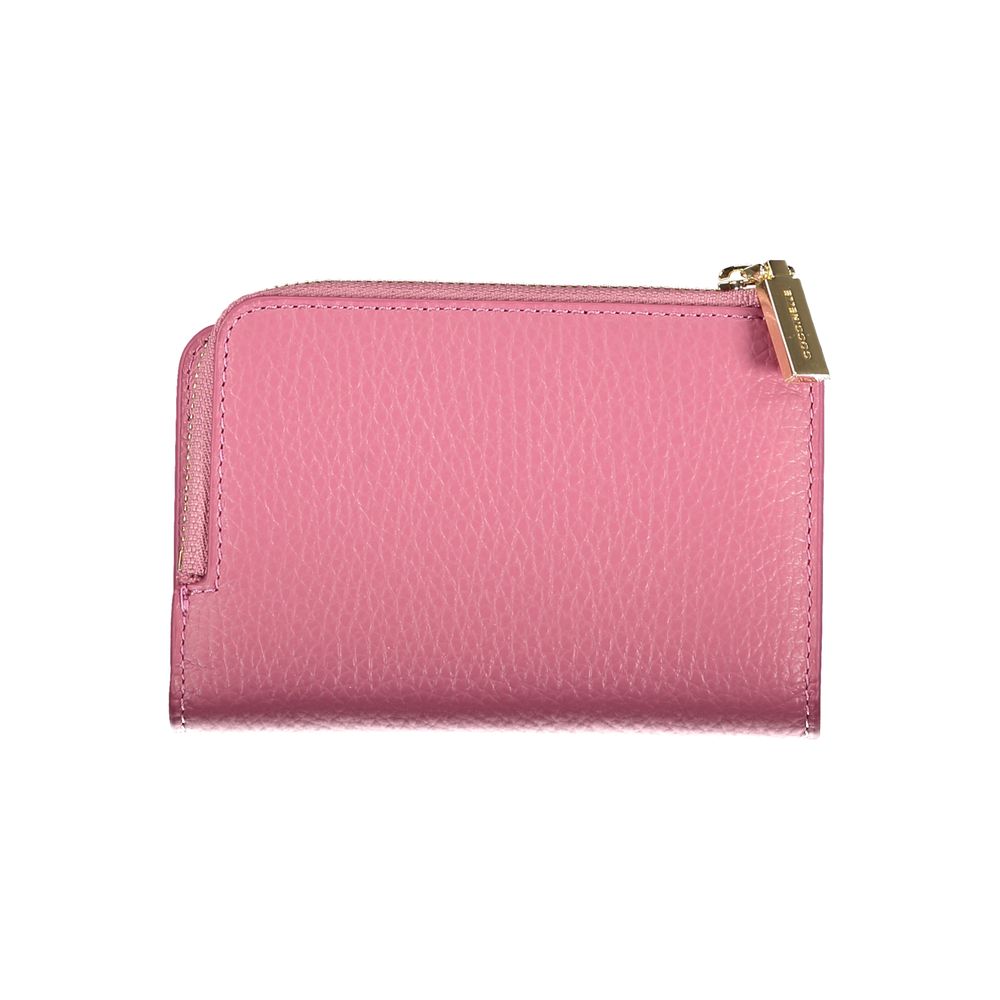 Coccinelle Elegant Pink Leather Wallet with Multiple Compartments