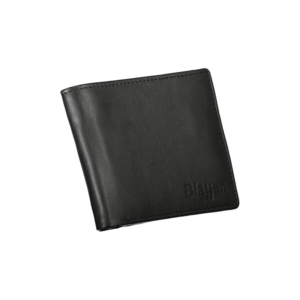 Blauer Sleek Black Leather Dual Compartment Wallet