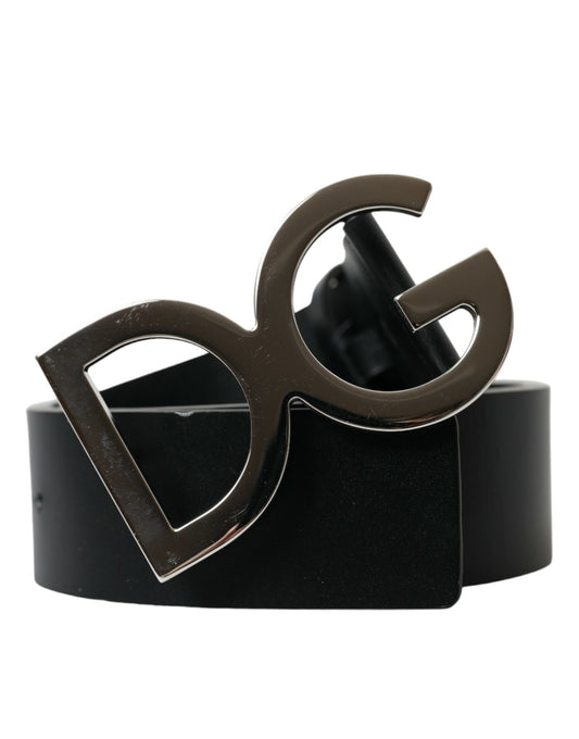 Dolce & Gabbana Elegant Black Leather Belt with Metal Buckle