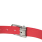 Dolce & Gabbana Elegant Red Leather Waist Belt with Logo Buckle