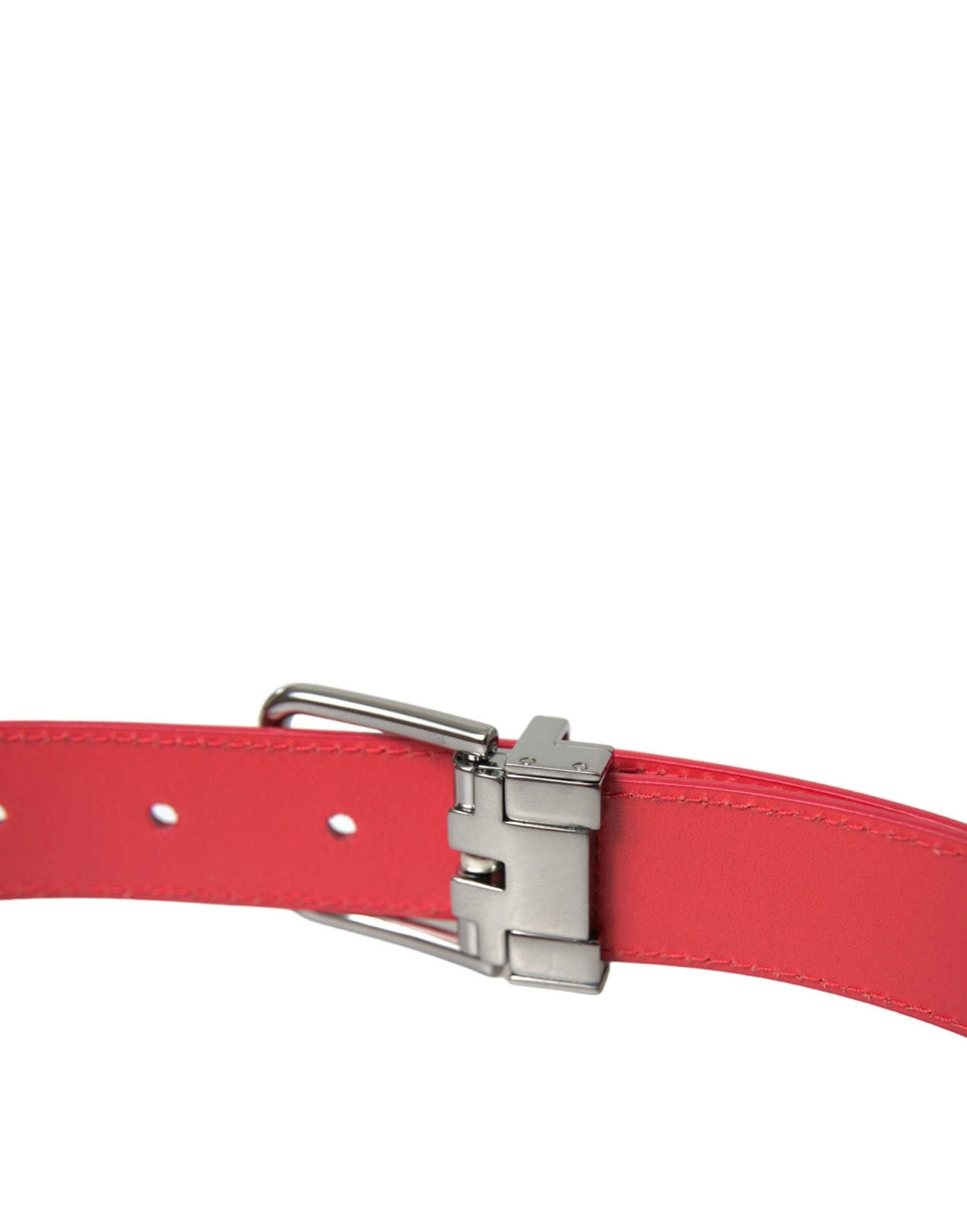 Dolce & Gabbana Elegant Red Leather Waist Belt with Logo Buckle