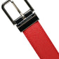 Dolce & Gabbana Elegant Red Leather Waist Belt with Logo Buckle