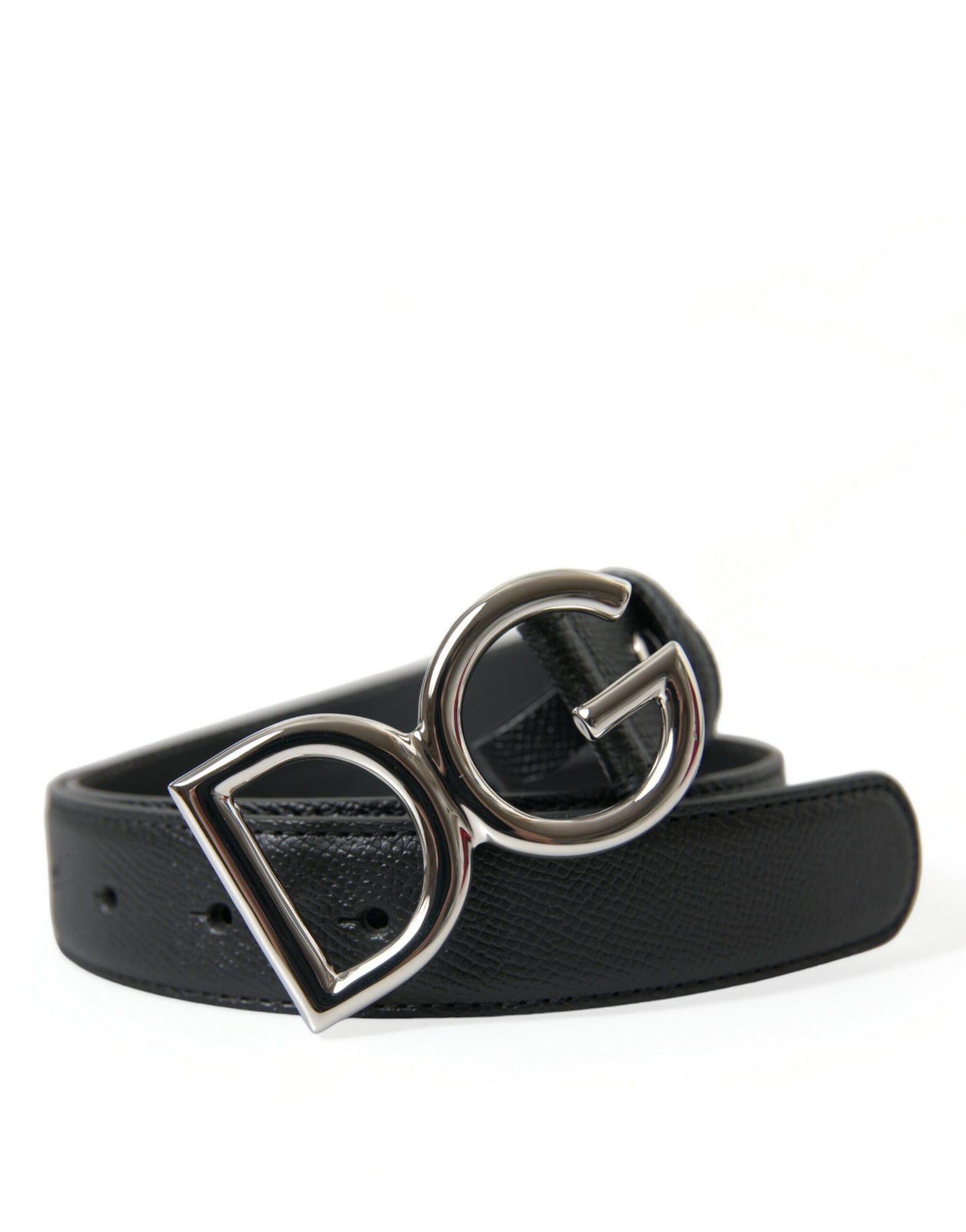 Dolce & Gabbana Elegant Black Leather Waist Belt with Logo Buckle