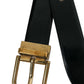 Dolce & Gabbana Elegant Black Leather Waist Belt with Logo Buckle